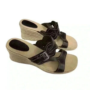 Rockport Espadrille Leather Sandals Black